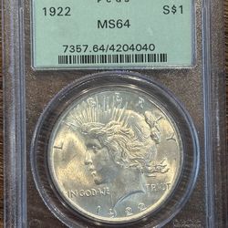 1922 Peace Dollar PCGS MS64 Silver Dollar