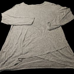 Cuddl Duds Women's Light Gray SoftKnit Long Sleeve Crossover Tunic