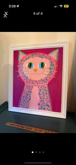 Mixed Media Acrylic Cat Painting 