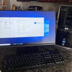 HP Intel I7 Pavillion Desktop computer, 256 Gb Ssd(kingston), 8 Gb Memory, 1 Gb Vga, 22 inc Monitor