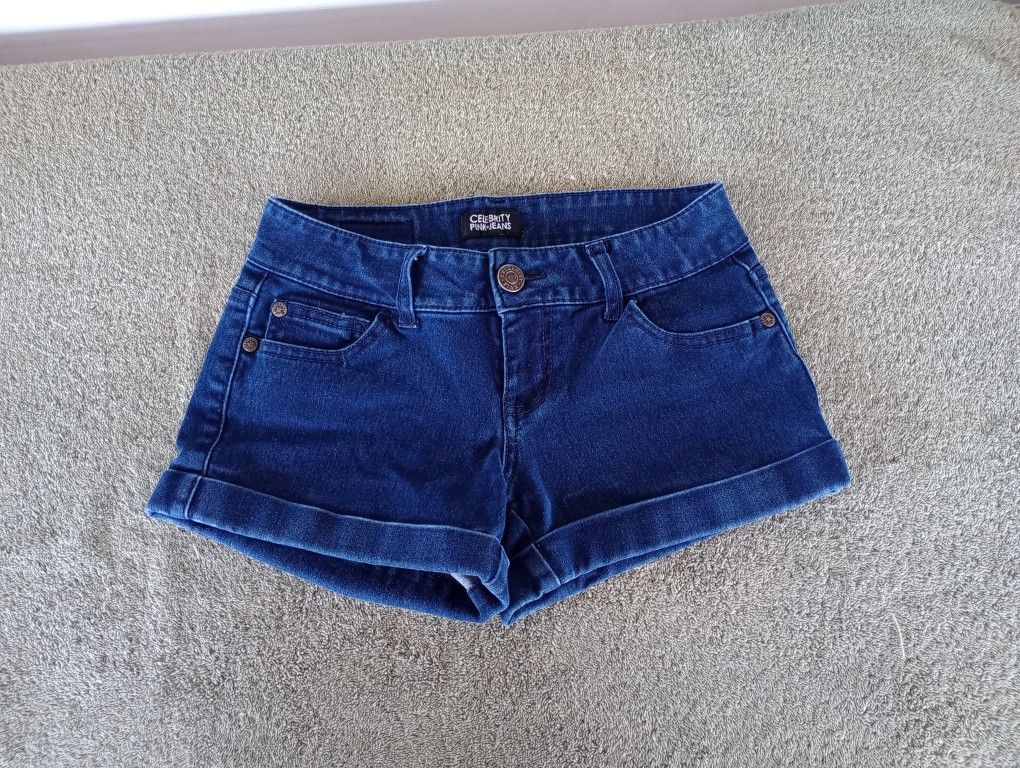 Celebrity Pink Blue Jean Shorts Juniors SZ 1