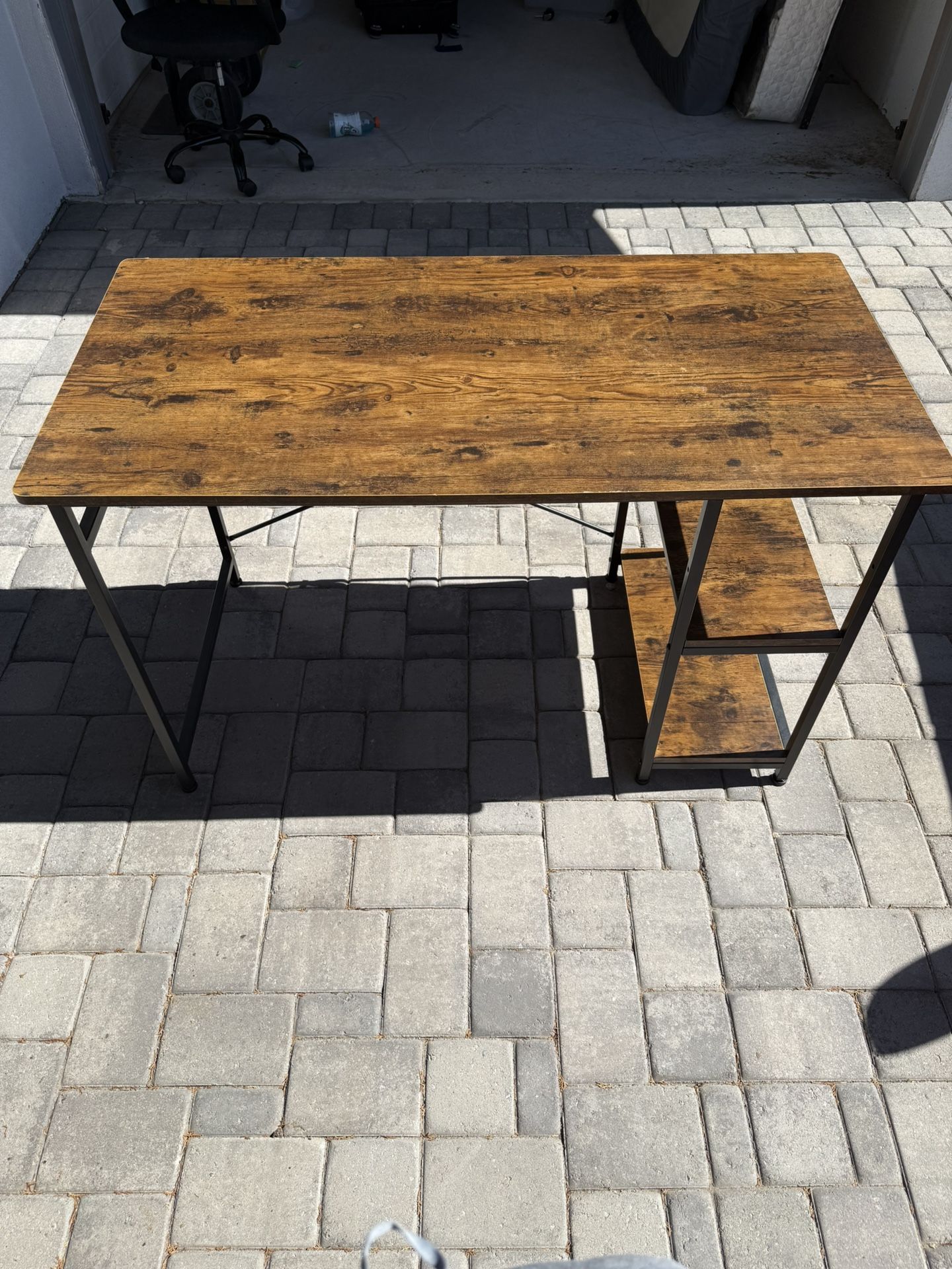 Desk With Office Chair And Standing Riser