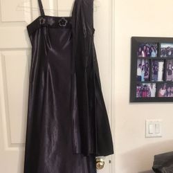 Prom  Dress W Scarf, Deep Dark Purple Color 