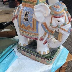 Garden Elephant Side Table Stool Vintage 
