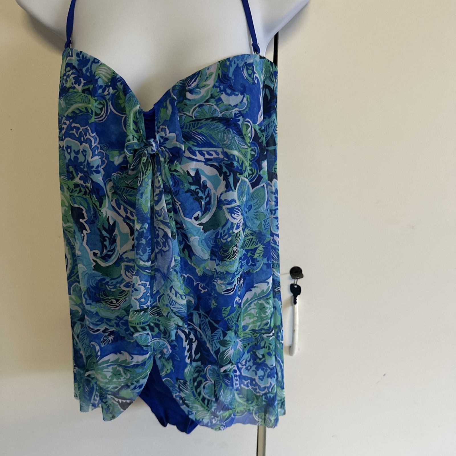 Ralph Lauren Swimsuit Bikini 1 One piece Size 16 Fly Away BLU