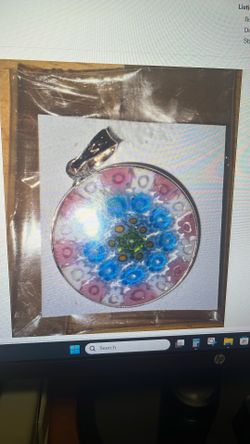 Venetian Murano Millefiore 15/16” (24 mm)/.925 Pendant In Sterling Silver Frame