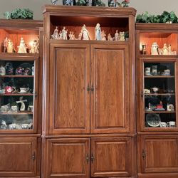 Lighted Oak Entertainment Center/Curio Cabinet.