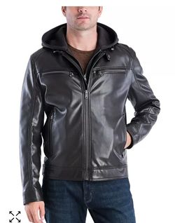 Michael Kors Men's Faux-Leather Hooded Bomber Jacket