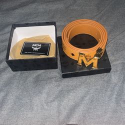 Brown and Gold MCM Belt