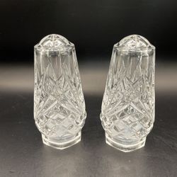 Vintage Crystal Salt and Pepper Shakers Set 3.5" Diamond Starburst Cut Glass New