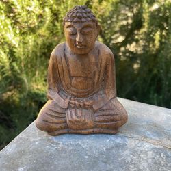 Vintage Wood Carved Buddha Statue