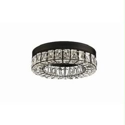 allen + roth Aurelis Matte Black Indoor LED Flush Mount Light with Clear Glass with Crystal Shade