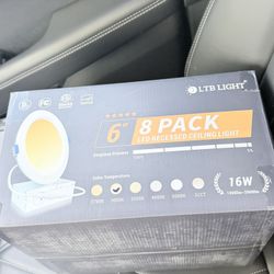 LTB LIGHT brand 8-pack of 6-inch ultra-thin LED recessed ceiling lights. 