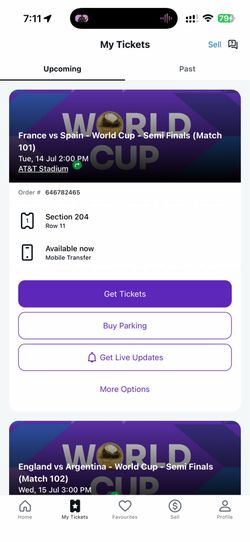 World cup semi final ticket 🔥🔥 ( Spain vs France) 🔥🔥