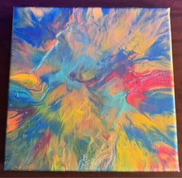 Colorful Abstract Acrylic Pour Painting on Canvas – Handmade