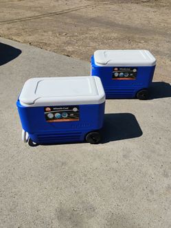 Two Matching Coolers with Wheels