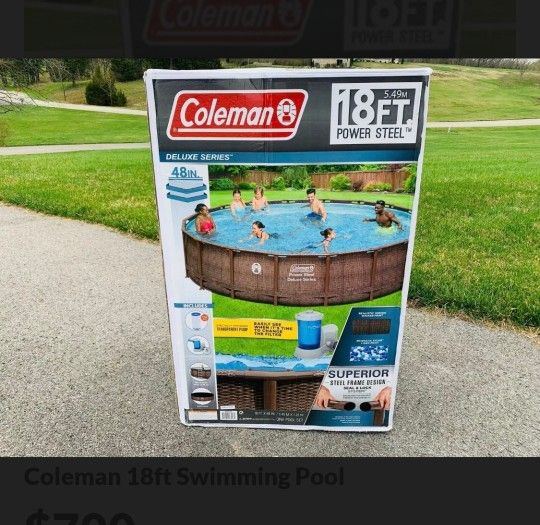 Coleman Power Steel Deluxe Series 18β x 48β Metal Frame Round Above Ground Pool Set with Filter Pump, Ladder & Pool Cover