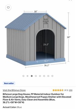 Brand new Large Dog House, PP Material Indoor Outdoor for Medium Large Dogs, Weatherproof