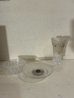 3 items. Glass/crystal home decor accents