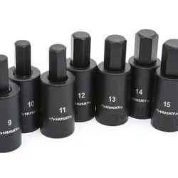 Husky 1/2 in. Drive Hex Bit Impact Socket Set MM (7-Piece