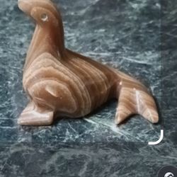 Hand Carved Brown Marble Seal