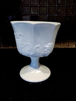 Vintage Milk Glass Footed Planter