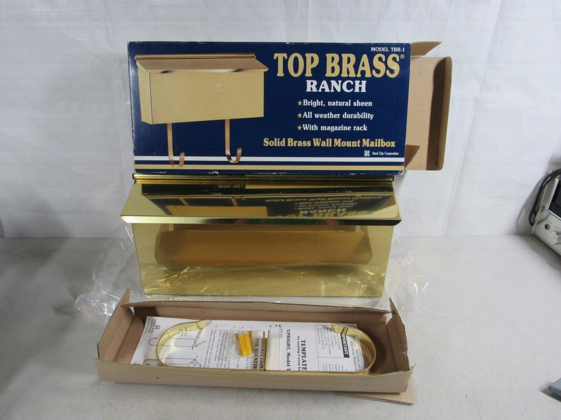 Top Brass Ranch Solid Brass Wall Mount Mailbox TBR-1 NEW