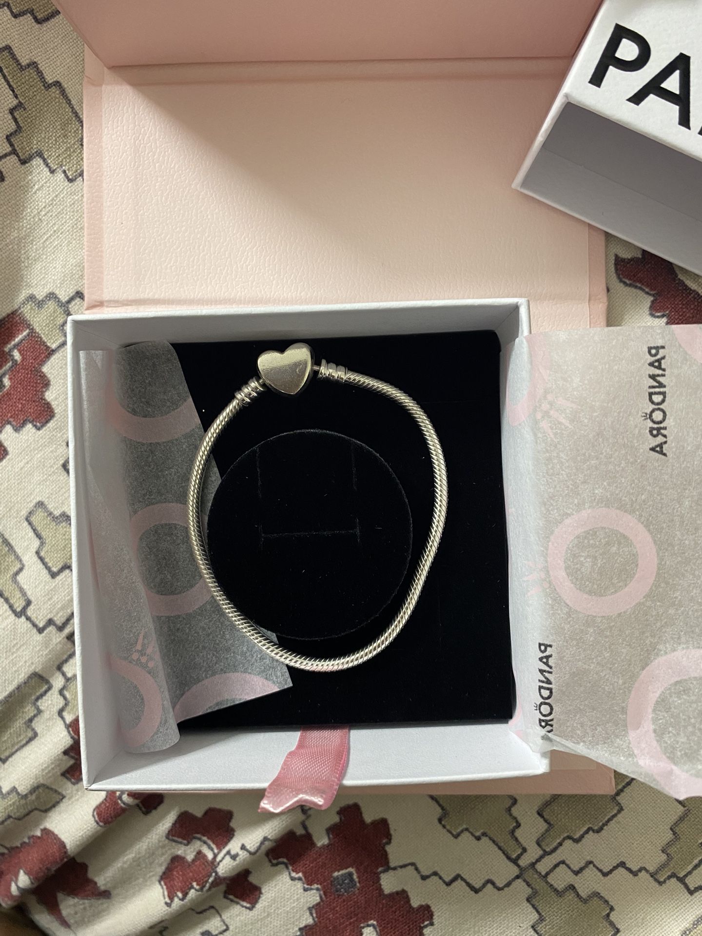 Pandora Moments Engravable Heart Clasp Snake Chain Bracelet