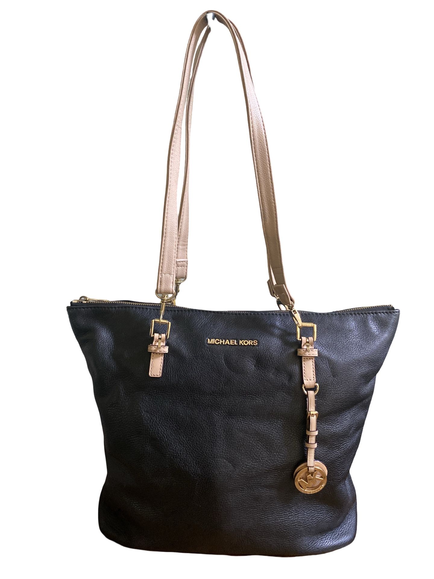 EUC Michael Kors Large Pebbled Black and Tan Shoulder Bag