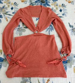 Coral Knit Cutout Mini Dress