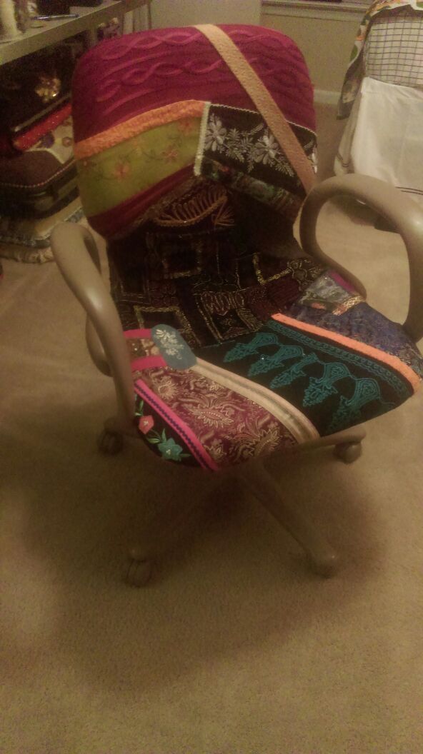 Handmade Boho bohemian swivel rolling office e chair
