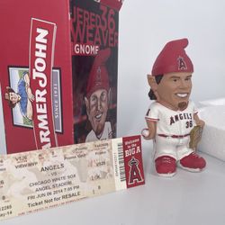 Angels Baseball Jared Weaver Gnome With Ticket 