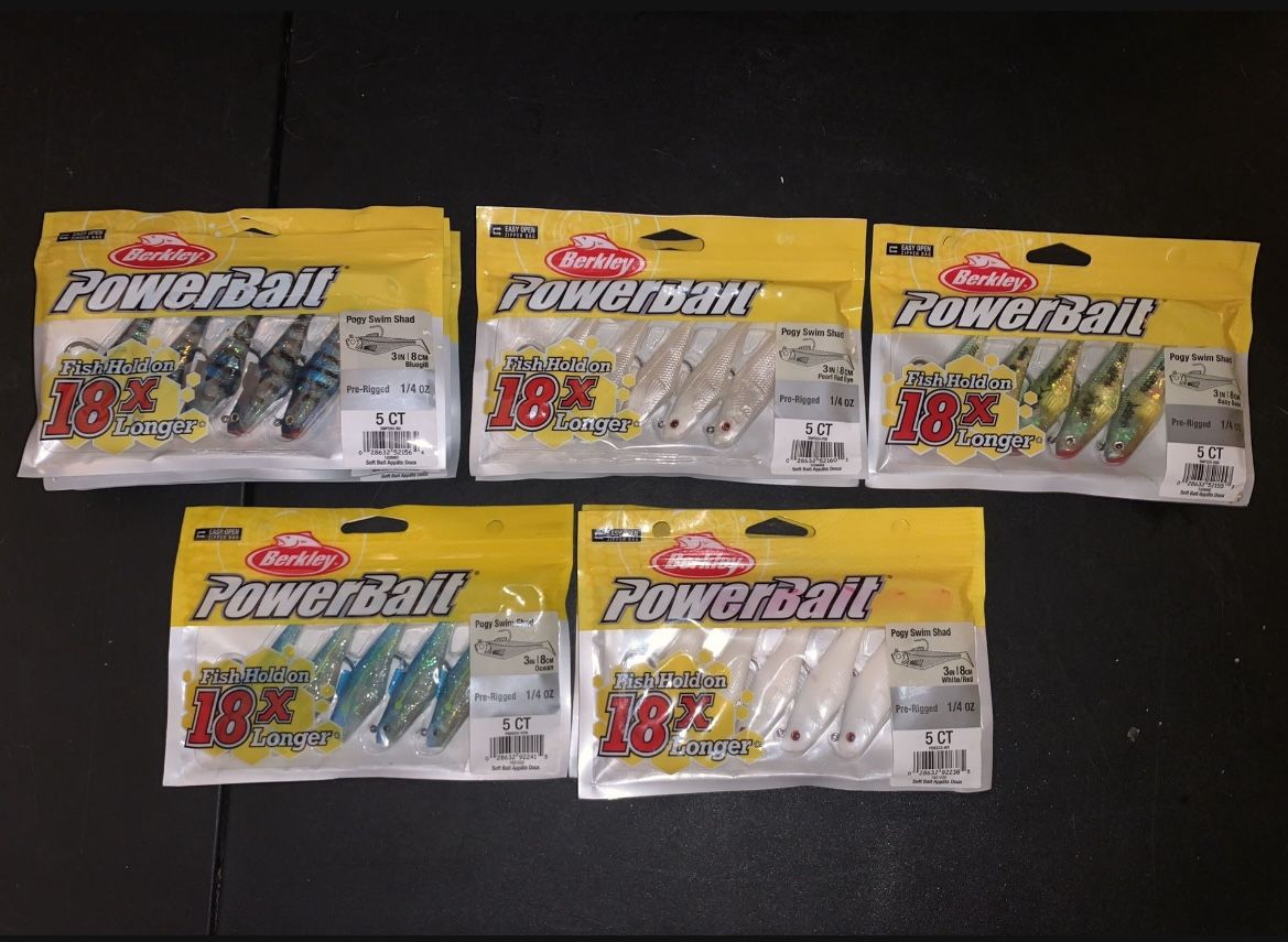 Brand New Berkley Power bait 1/4oz Pogy Swim Shad Bundle