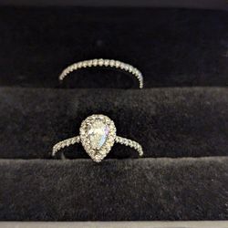 Jared .88 CTW Natural Diamond .50 CT Pear Shape 14K White Gold Engagement Ring