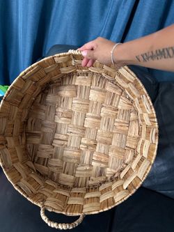 Wood woven basket