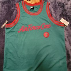 NIKE AIR FORCE 1 GREEN BURGANDY BASKETBALL JERSEY AJ2374-335 MENS SIZE LARGE