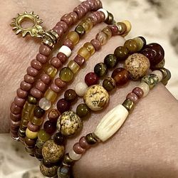 BOHO CHIC…SET OF EARTH TONED STRETCH BRACELETS