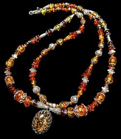 Handmade Beaded Baltic Amber Double Strand Necklace 