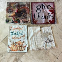 Thanksgiving Pillows , Yard Flag, Napkins 