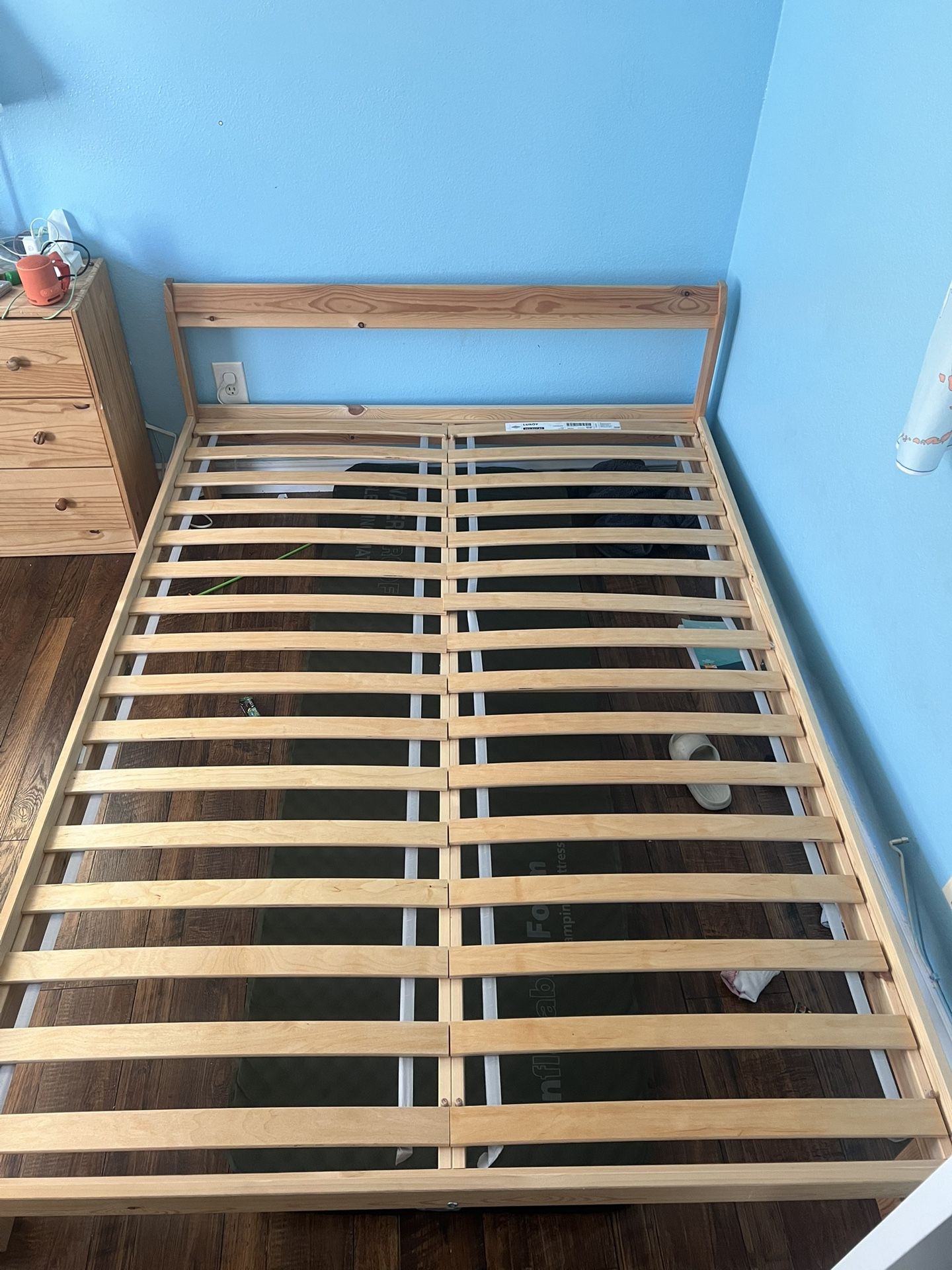 IKEA full size bed frame with slatted bed base