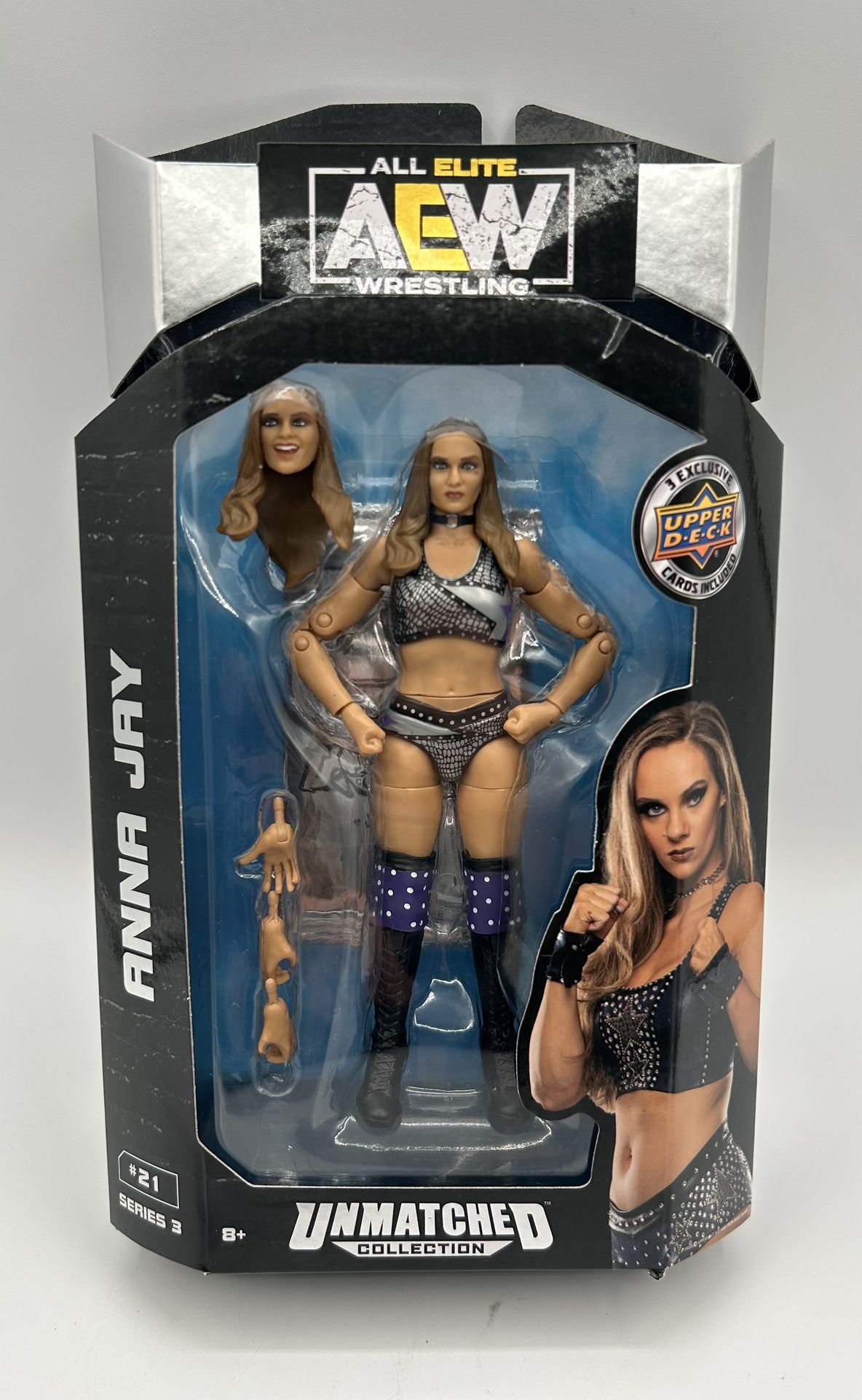Jazwares AEW Unmatched Collection Anna Jay Series 3 W/ 3 Exclusive Trading Cards