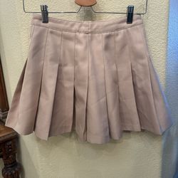 FOREVER 21 Beige Pleated Preppy Mini Skirt Size Small