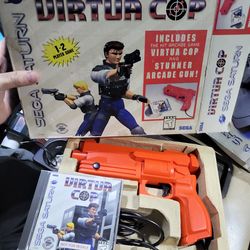 Virtua Cop Sega Saturn with Stunner Arcade Gun Complete in Box CIB