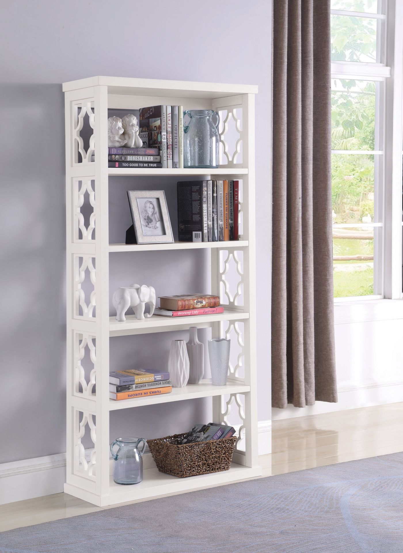 Beautiful White Wood Bookcase! 5 Shelves! Brand New! Lowest Prices!