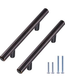 20 Pack Oil Rubbed Bronze Solid Pulls, 5.38” (3” Center Hole), Stainless Steel Drawer Handles