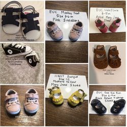 NWOT / EUC / VGUC Sz 1, 2 & 3 Infant Girl Shoe Bundle: Livie & Luca, Monkey Feet, See Kai Run, Converse , Boutique