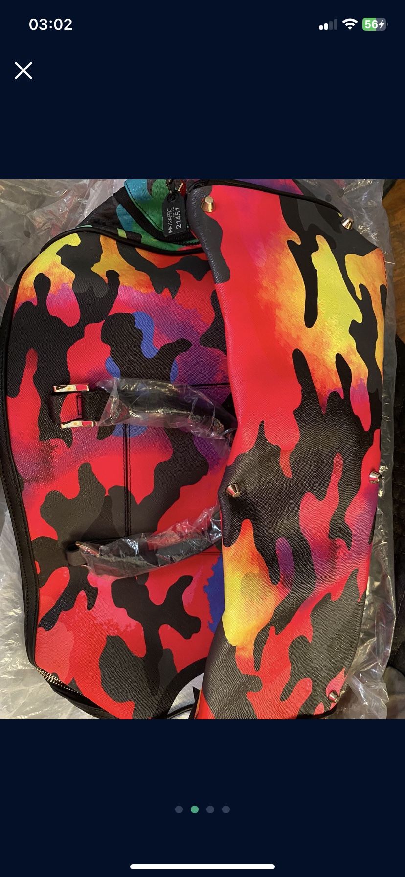 Limited Edition Sprayground Borsone Camoburst Emperor Duffle Bag 100% Authentic