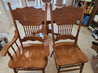 48" solid oak round table w/ 6 chairs