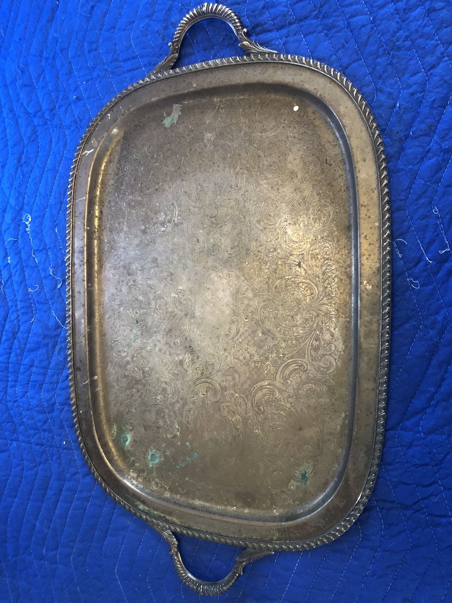 Vintage Silver Plated Copper Serving Platter