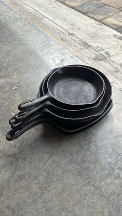 6 Assorted Iron Frying Pans